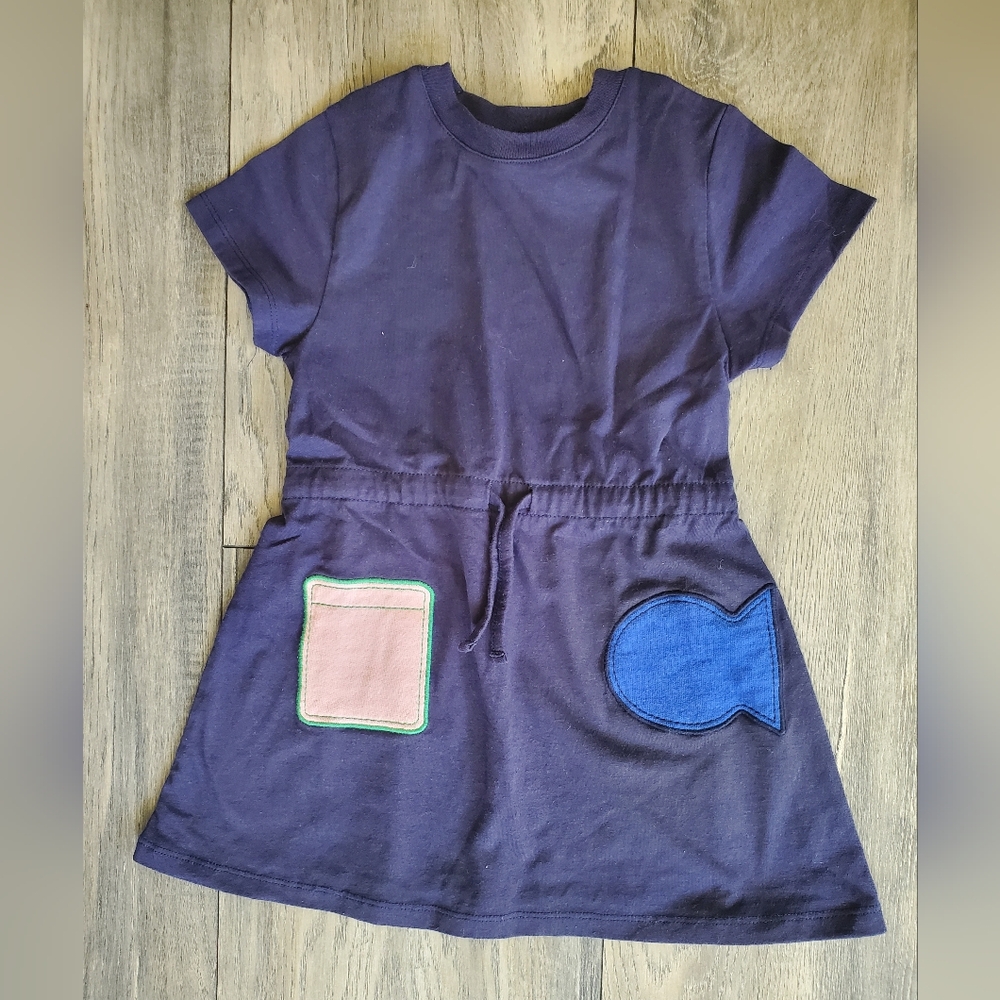 Mon Cour Navy Girls Dress with Patch Details Size 3Y